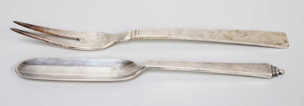 A Danish Silver Marrow-Scoop and Cold-Meat Fork, by Georg Jensen, Copenhagen, The Marrow-Scoop