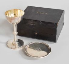 A Victorian Silver Travelling Communion-Cup and Paten, by George Ivory, London, 1855, each piece