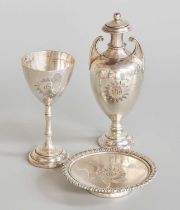 A Three-Piece Victorian Silver Travelling Communion-Set, by George Unite, Birmingham, 1868, each