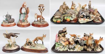 Border Fine Arts Wildlife Models, including foxes, hedgehogs, badgers, otters etc (three trays) Some