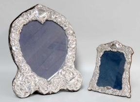 A George V Silver Photograph-Frame; Birmingham, 1817, heart-shaped and with easel-back, 33cm high;