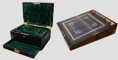 A 19th Century Brass Mounted Ebonised Jewellery Box, by F. West 'Manufacturer to H.M. Prince
