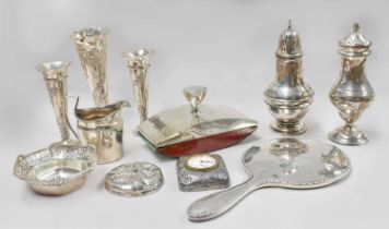 A Collection of Assorted Silver, comprising two differing casters, one with filled base; three