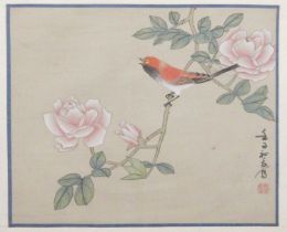 Chinese School (20th Century) Bird on blossoming tree Gouache on silk; together with five further