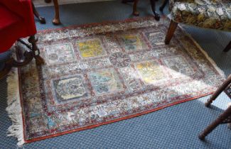 Kashmir Part Silk Rug, the compartmentalised garden design with central roundel framed by borders of