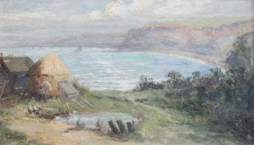 James Watson (1851-1931) Runswick Bay North Yorkshire Signed, oil on board?, 24cm by 39cm