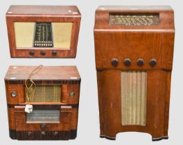 A Marconi Model 537 Wireless Receiver, 1936, with magic eye tuning; an HMV 3-band consolette