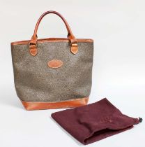 A Mulberry Scotch Grain Leather Handbag, with mahogany colour leather handles and mounts, with