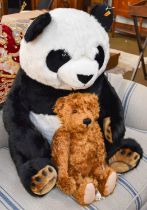 Large Modern Steiff Pummy Panda, 70cms high, a Polar Bear, certif and box 50cms, and Cinammon £110,