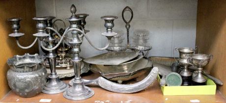 A Collection of Assorted Silver and Silver Plate, the silver including two small trophy-cups; a