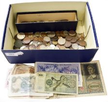 Mixed British and Foreign Coinage, comprising; mixed pre-1947 silver coinage and some German