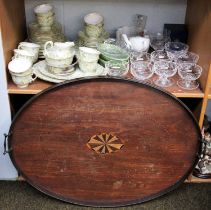 A Royal Worcester Part Tea Service, cut glass sundae dishes, an Edwardian mahogany large oval