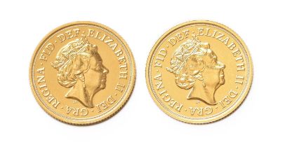 2x Elizabeth II, Sovereigns 2016; both Brilliant Uncirculated