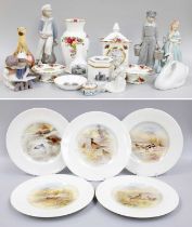 20th Century Ceramics, including: five Royal Doulton cabinet plates by Holloway, painted