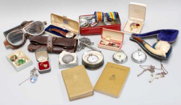 A Gold Cased Accurist Gents Wristwatch, a small quantity of medals including First World War duo,