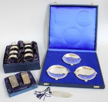 A Collection of Assorted Elizabeth II Silver, including a cased set of eight plain napkin-rings; a