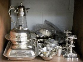 A Collection of Assorted Silver and Silver Plate, the silver including an inkstand, a thermometer, a