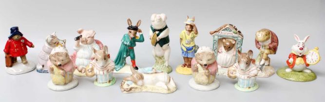 Fourteen Ceramic Figures, boxed Beatrix Potter, Bunnykins, Beswick, Wade, Royal Doulton (one tray)