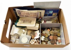 Mixed Lot of Coins and Banknotes; to include; UK, silver proof piedfort 10 pence 1992,