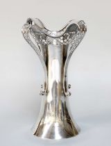 A George V Silver Vase, by Ackroyd Rhodes, London, 1910, tapering, the flaring rim with four