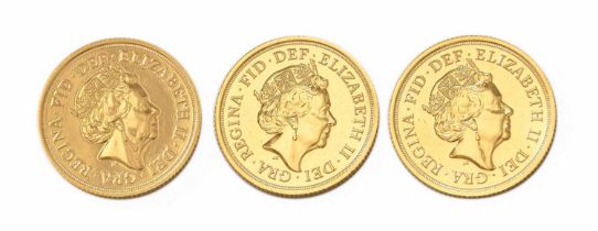 3x Elizabeth II, Sovereigns 2016; all Brilliant Uncirculated