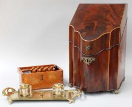 A George III Serpentine Fronted Mahogany Knife Box, (lacking interior), together with a German Art