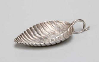 A George III Silver Caddy-Spoon, Maker's Mark IT, Birmingham, 1798, in the form of a leaf and with