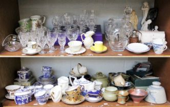 A Quantity of Ceramics and Glass, including: Beleek, Royal Crown Derby Mikado pattern, Studio