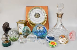 A Collection of Paperweights by Caithness, Royal Crown Derby and Waterford Crystal Hedgehogs, Schatz