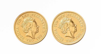 2x Elizabeth II, Sovereigns 2016; both Brilliant Uncirculated