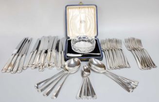 A Silver Plate Table-Service, Hanoverian pattern, comprising: 4 table-forks 4 dessert-spoons 14