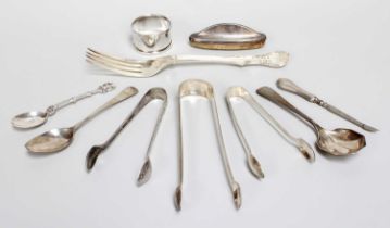 A Collection of Assorted George III, Victorian and Later Silver Flatware, including a Victoria