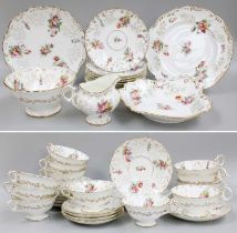 A Coalport Porcelain Teaset, printed and enamelled with flower sprays, green printed marks,