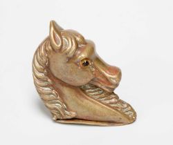 A Victorian-Style Brass Vesta-Case, in the form of a horse's head, the hinged cover with striking