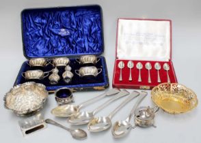 A Collection of Assorted George III and Later Silver and Silver Plate, the silver including a