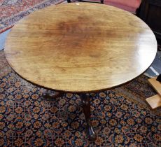 A George III Mahogany Tilt Top Tripod Table, with birdcage action, 91cm by 70cm