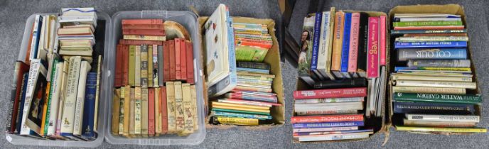 Five Boxes of Books, including Enid Blyton, other children's books, antique reference, cookery,