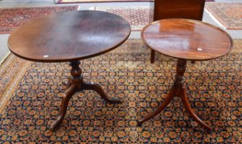 A 19th Century Mahogany Dish Top Tripod Table, with checkered string inlay, 59cm by 73cm (a/f),