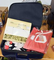 A Circa 1960s Japanese Kimono; together with accessories in a case