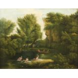 Continental School (18th Century) Nudes bathing in Arcadian landscape Indisinctly signed and dated