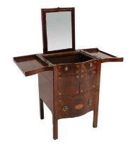 A George III Mahogany, Tulipwood-Banded and Marquetry-Inlaid Serpentine-Shape Washstand, late 18th