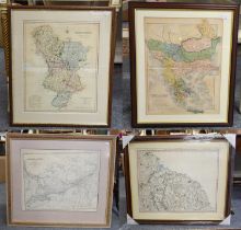 G & J, Map of North East Coast of Yorkshire, from Durham to Scarborough, framed and glazed with