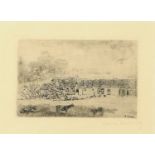James Ensor (1860-1949) Belgian "Ferme à Leffinghe" Signed and dated 1889, etching, 11cm by 14.5cm