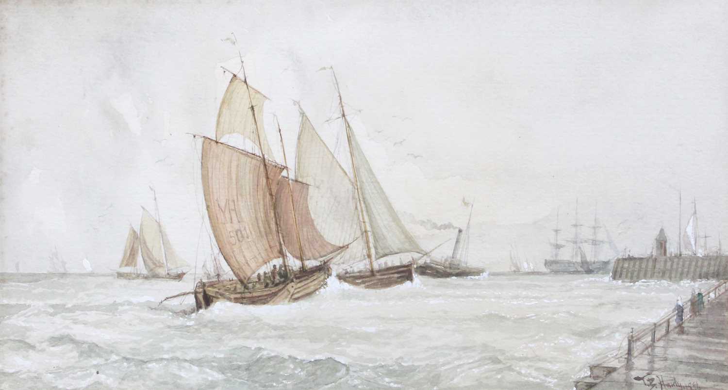 Attributed to Thomas Bush Hardy (1842-1897) Seascape Signed and dated 18?6, watercolour heightened