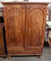A Victorian Mahogany Double Door Wardrobe, with long frieze drawer, 120cm by 58cm by 179cm