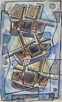 William Black (20th Century) "Birds & Boats" Signed, inscribed and dated (19)68, ink and wash,