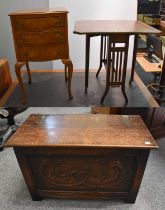 An Early 20th Century Carved Oak Blanket Chest, decorated with snakes, 76cm by 40cm by 46cm, A