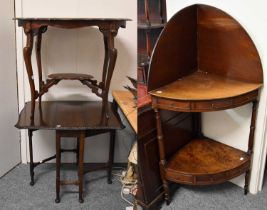 A George III Mahogany Two-Tier Corner Washstand, 65cm by 45cm by 128cm, A 1920's Mahogany Sutherland