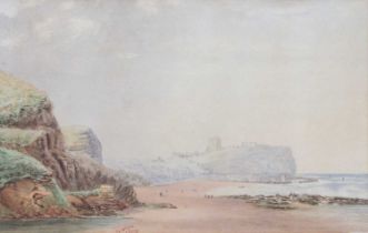 A E Storey (19th Century) ''Scarborough Castle and Old Town from the South Shaw '' Signed,