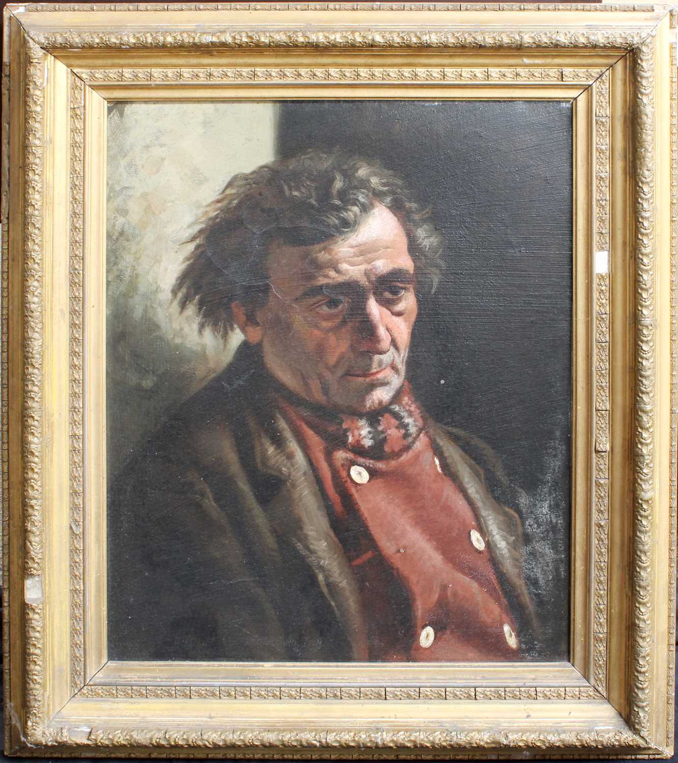 Follower of Erskine Nichol RSA, ARA (1825-1904) Scottish Portrait of a man, head and shoulders Oil - Image 2 of 2